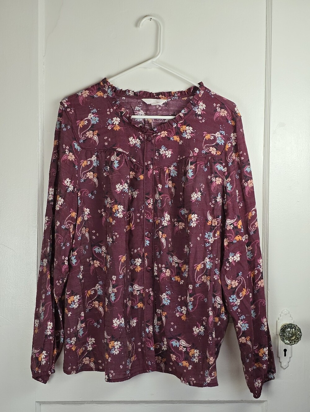 LC Lauren Conrad Maroon Fall Cottagecore Blouse Like New XXL